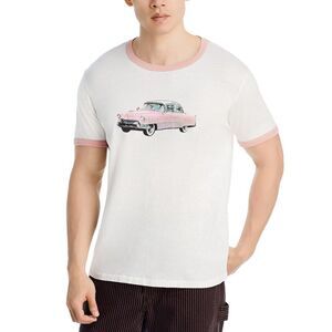 RE/DONE Mens Shirt XL White Pullover Crew Pink Caddy Ringer Tee $175